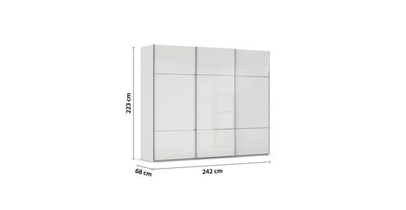 SCHWEBETÜRENSCHRANK in Grau, Weiß - Chromfarben/Weiß, KONVENTIONELL, Glas/Holzwerkstoff (242/223/68cm) - Novel