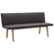 Sitzbank in Holz, Leder Dunkelgrau, Eichefarben - Eichefarben/Dunkelgrau, Natur, Leder/Holz (200/86/60cm) - Voglauer