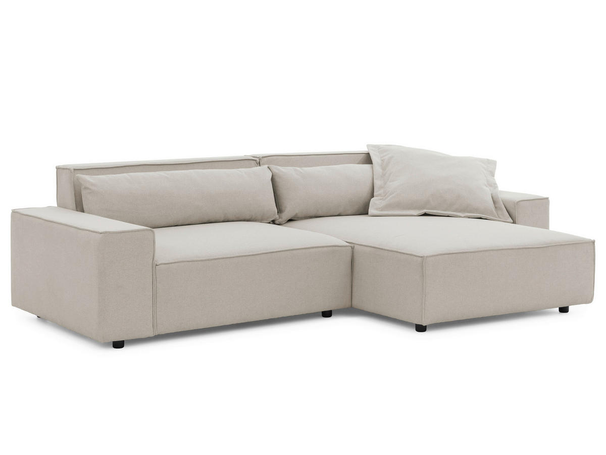 ECKSOFA Webstoff Beige  - Beige/Schwarz, Design, Kunststoff/Textil (251/142cm) - P & B
