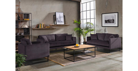 2-SITZER-SOFA in Samt Anthrazit  - Anthrazit/Schwarz, Design, Textil/Metall (150/78/84cm) - Carryhome