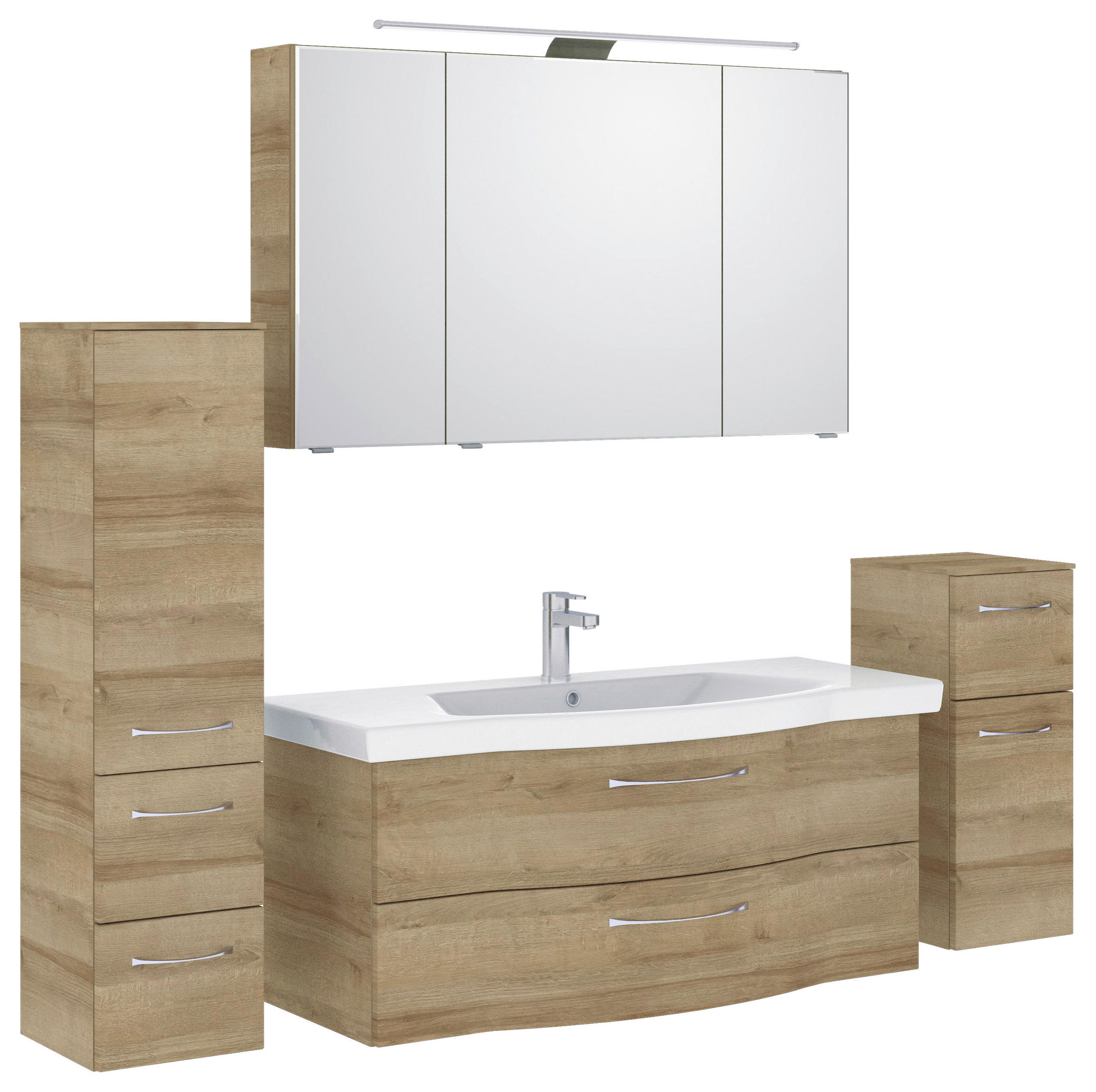 BADEZIMMER 5-teilig in 182 cm - Chromfarben/Eichefarben, KONVENTIONELL, Glas/Keramik (182cm) - Pelipal
