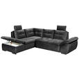 ECKSOFA in Mikrovelours Schwarz  - Schwarz, KONVENTIONELL, Kunststoff/Textil (217/265cm) - Carryhome