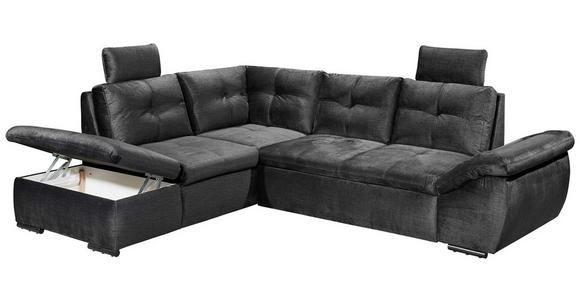 ECKSOFA in Mikrovelours Schwarz - Schwarz, KONVENTIONELL, Kunststoff/Textil (217/265cm) - Carryhome