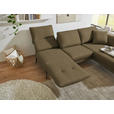 ECKSOFA  in Flachgewebe Khaki  255-365/175-224 cm  - Khaki/Schwarz, Design, Textil/Metall (255-365/175-224cm) - Dieter Knoll