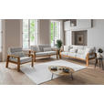 3-SITZER-SOFA Mikrofaser Hellgrau  - Eichefarben/Hellgrau, KONVENTIONELL, Holz/Textil (200/91/93cm) - Cantus