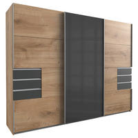 SCHIEBETÜRENSCHRANK 270/210/64 cm Graphitfarben, Eichefarben  - Eichefarben/Alufarben, Basics, Glas/Holzwerkstoff (270/210/64cm) - P & B