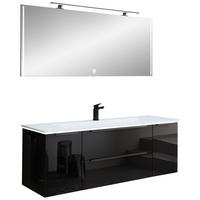 BADEZIMMER 4-teilig  in 132 cm  - Schwarz/Weiß, Design, Glas/Holzwerkstoff (132cm) - Leonardo Living