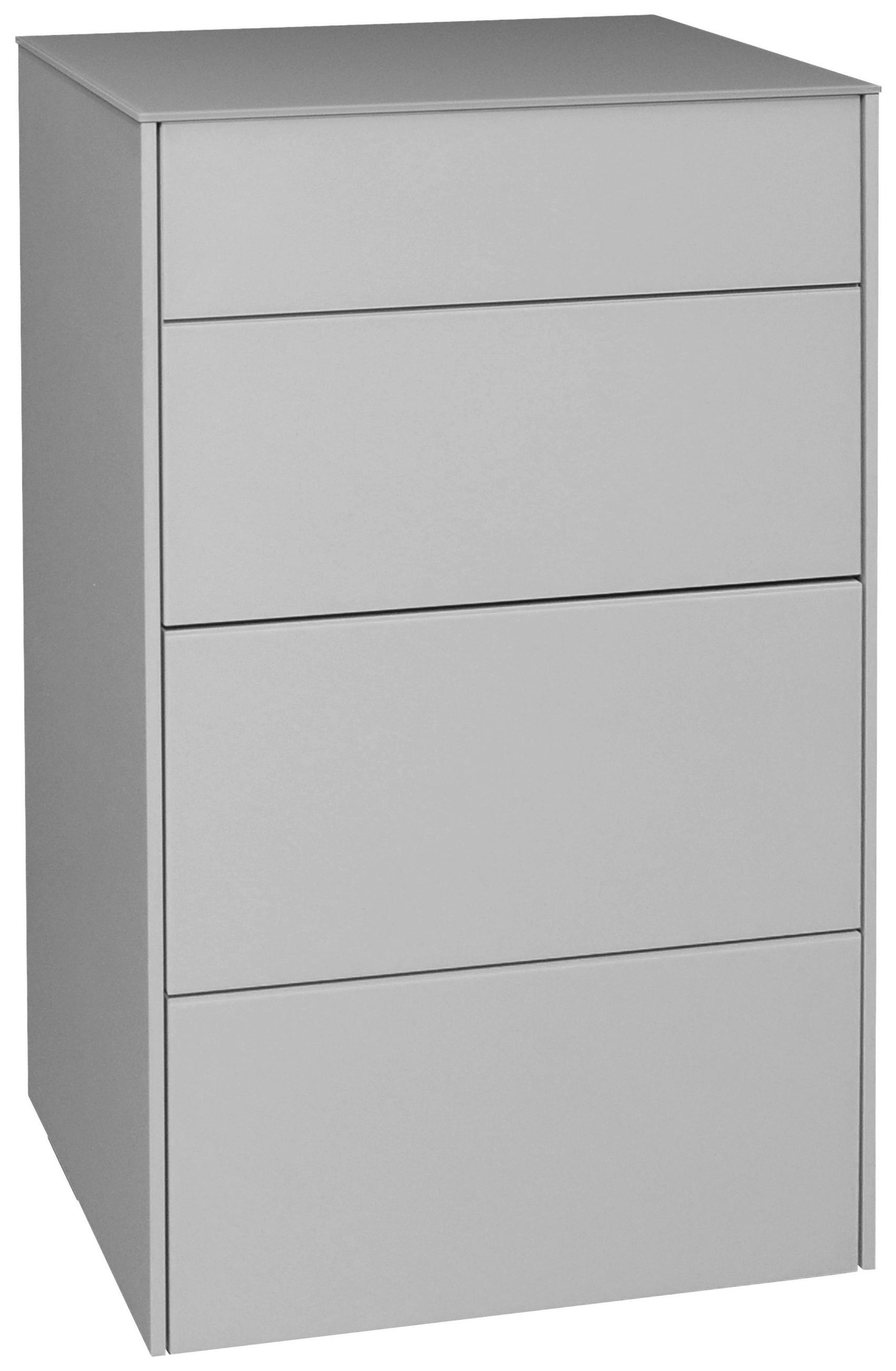 KOMMODE Imola, 52/89/42 cm, 2 Schublade(n)  - Hellgrau/Schwarz, Design, Glas/Holzwerkstoff (52/89/42cm) - Novel