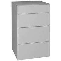 KOMMODE Imola, 52/89/42 cm, 2 Schublade(n)  - Hellgrau/Schwarz, Design, Glas/Holzwerkstoff (52/89/42cm) - Novel