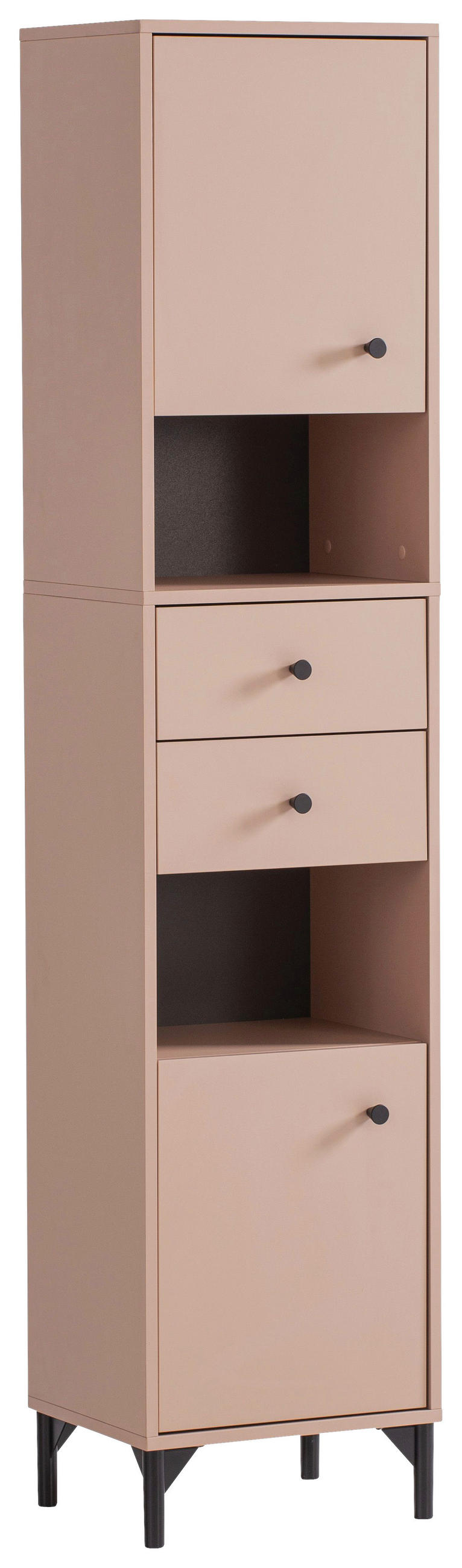 HOCHSCHRANK 40,3/181,6/33,1 cm  - Schwarz/Altrosa, KONVENTIONELL, Holzwerkstoff/Kunststoff (40,3/181,6/33,1cm) - Stylife