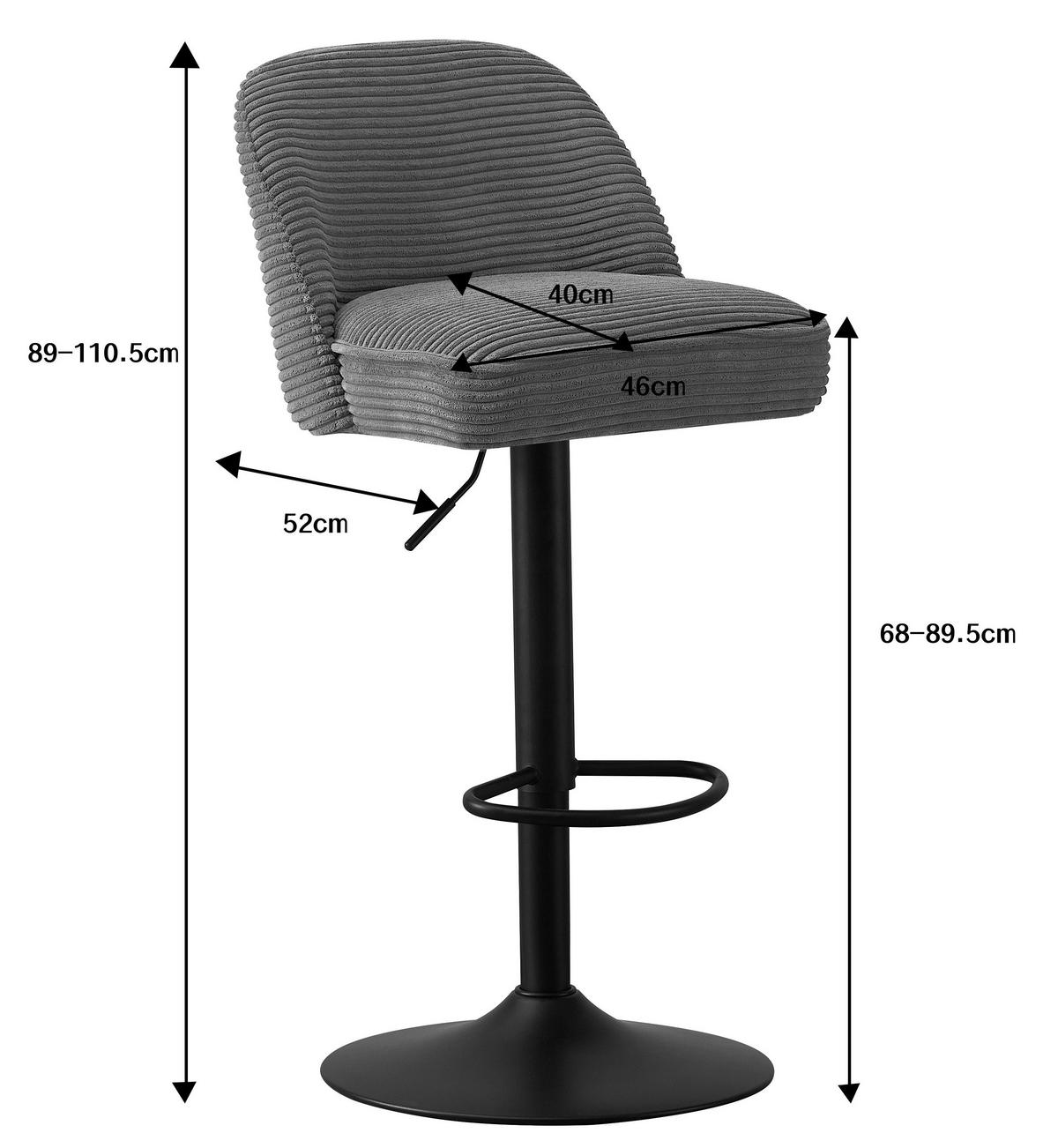 BARSKI STOL, črna, svetlo modra  - svetlo modra/črna, Design, kovina/tekstil (46/90-112/50cm) - Xora