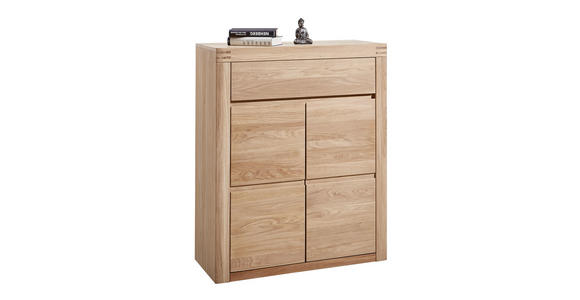 KOMMODE Wildeiche furniert, massiv geölt, gewachst Eichefarben - Eichefarben, KONVENTIONELL, Holz/Holzwerkstoff (85/103/37cm) - Linea Natura