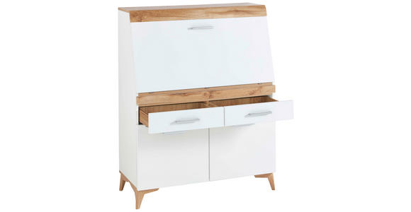 SEKRETÄR  Kabeldurchlass, Stauraum  - Eichefarben/Alufarben, Trend, Holzwerkstoff/Kunststoff (98/124/39,6cm) - Carryhome