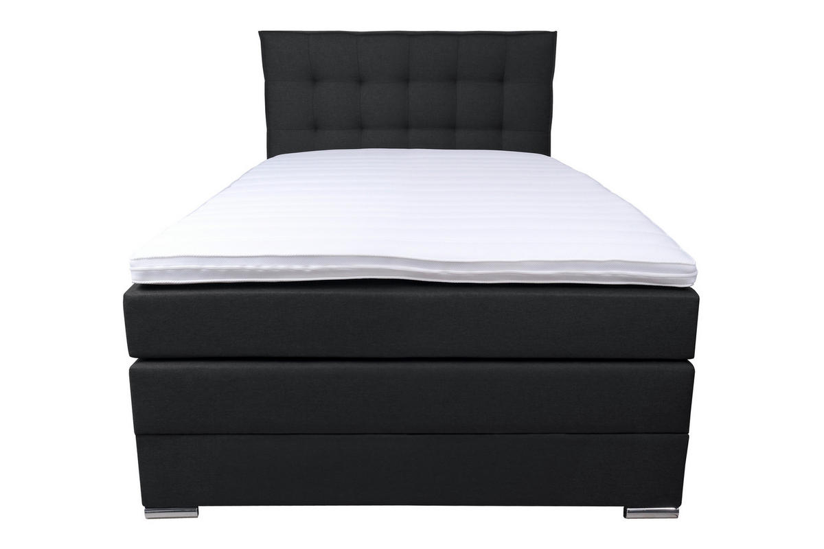 BOXSPRINGBETT 140/200 cm  in Schwarz  - Chromfarben/Schwarz, Konventionell, Kunststoff/Textil (140/200cm) - Boxxx