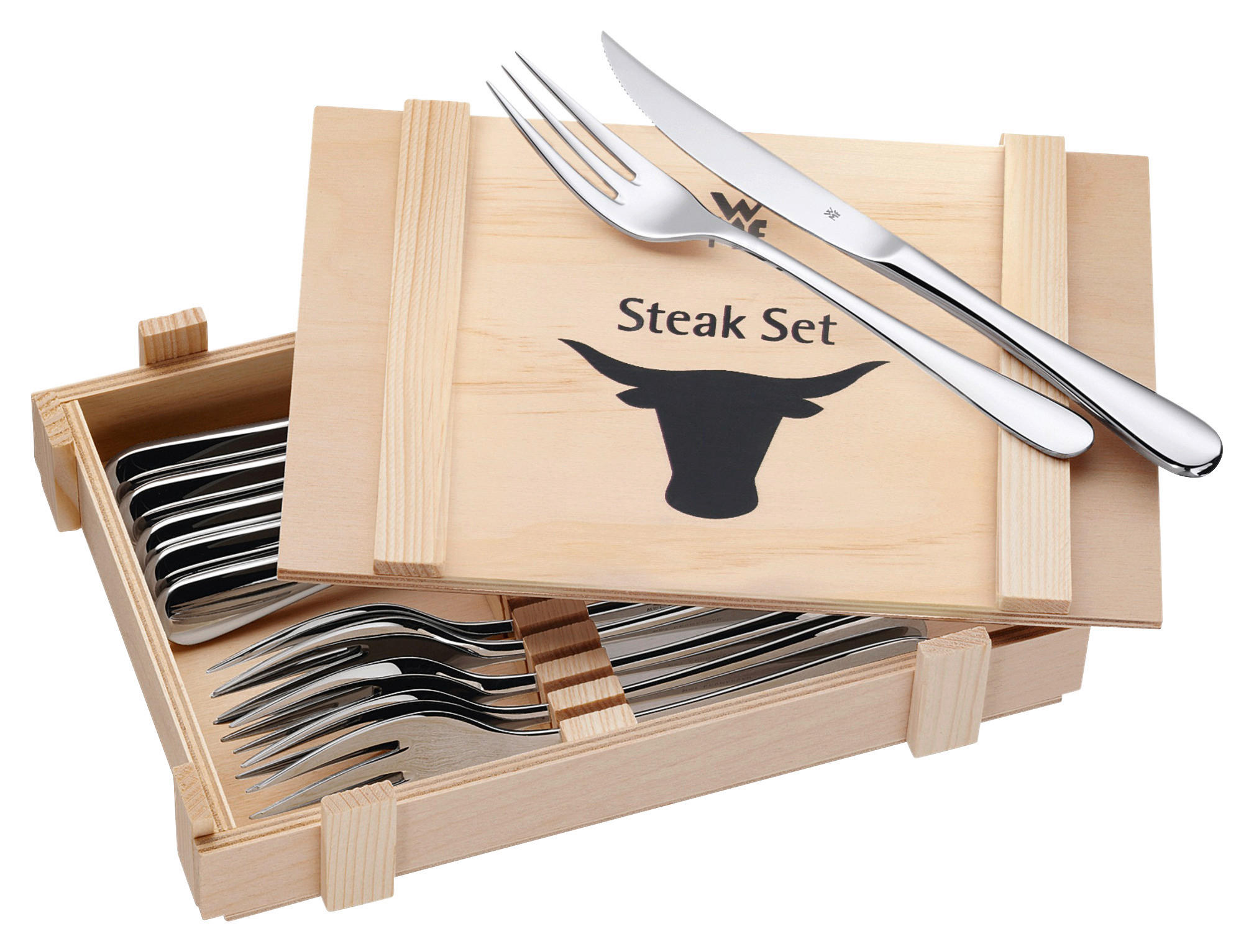 STEAKBESTECK Ranch 12-teilig   - Silberfarben, Design, Metall (23cm) - WMF