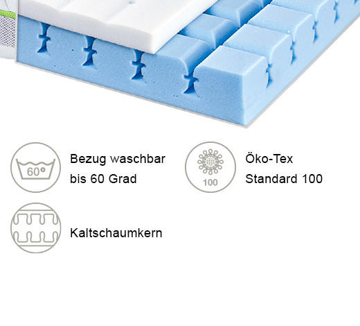 JUGENDMATRATZE 90/190 cm Höhe ca. 15 cm  - Basics, Textil (90/190cm) - Träumeland