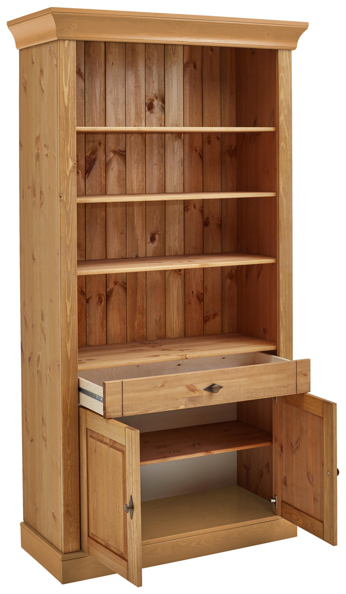 REGAL Kiefer massiv Laugenfarbig  - Laugenfarbig/Kupferfarben, ROMANTIK / LANDHAUS, Holz/Metall (108/202/45cm) - Boxxx