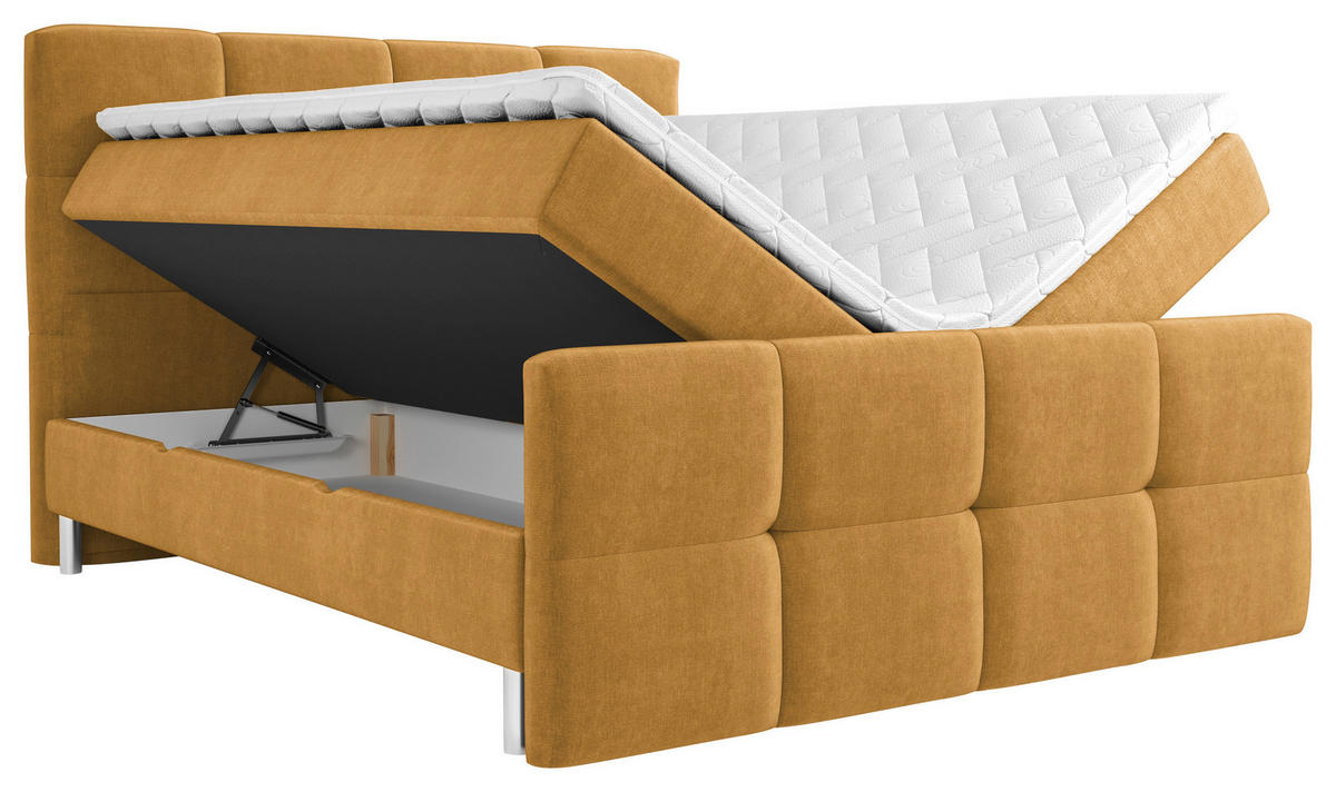 BOXBETT 160/200 cm  in Orange  - Chromfarben/Orange, Modern, Holz/Holzwerkstoff (160/200cm) - Esposa