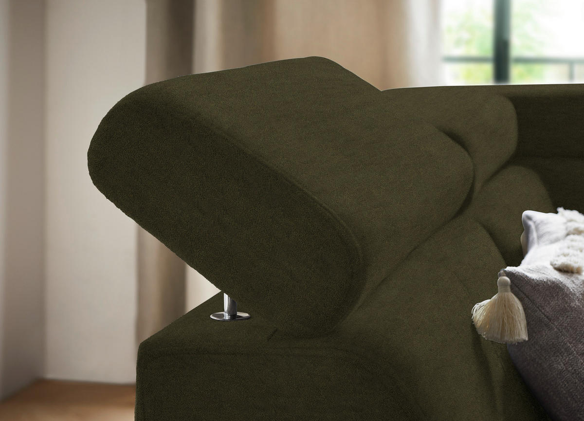 ECKSOFA in Mikrofaser Olivgrün  - Schwarz/Olivgrün, Design, Textil/Metall (203/260cm) - Stylife