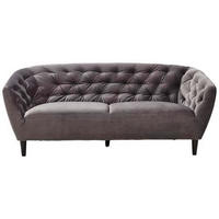 CHESTERFIELD-SOFA Dunkelgrau Samt  - Dunkelgrau/Schwarz, Trend, Holz/Textil (191/78/84cm) - Ambia Home