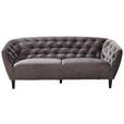 CHESTERFIELD-SOFA in Samt Dunkelgrau  - Dunkelgrau/Schwarz, Trend, Holz/Textil (191/78/84cm) - Ambia Home