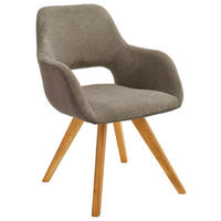 ARMLEHNSTUHL in Holz, Textil Cappuccino  - Wildeiche/Cappuccino, Design, Holz/Textil (56/86/64cm) - Lomoco