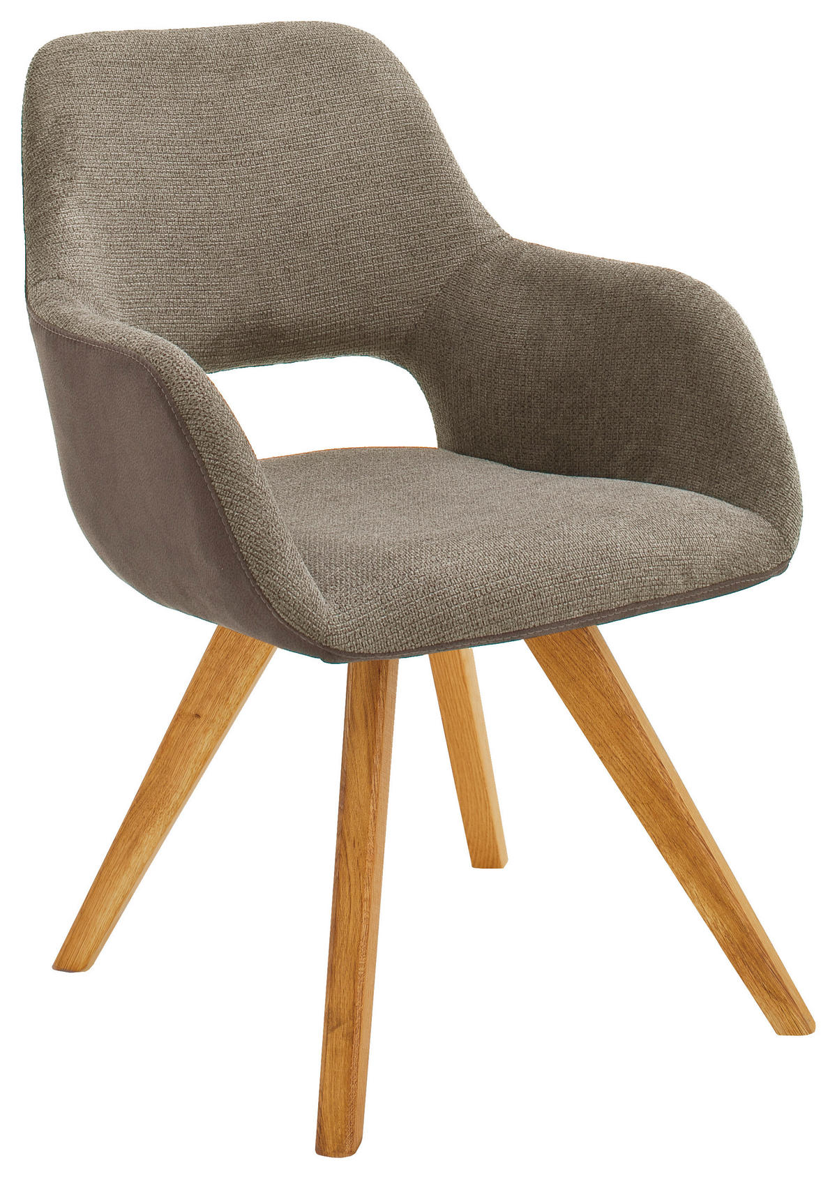 ARMLEHNSTUHL in Holz, Textil Cappuccino  - Wildeiche/Cappuccino, Design, Holz/Textil (56/86/64cm) - Lomoco