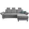 ECKSOFA in Chenille Silberfarben  - Mintgrau/Silberfarben, MODERN, Holz/Textil (250-280/176cm) - Livetastic