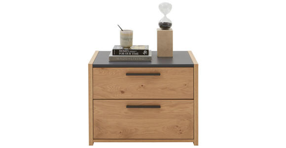 NACHTSCHRANK 65,2/48,6/46 cm Balkeneiche furniert  - Eichefarben/Anthrazit, KONVENTIONELL, Holz/Holzwerkstoff (65,2/48,6/46cm) - Dieter Knoll