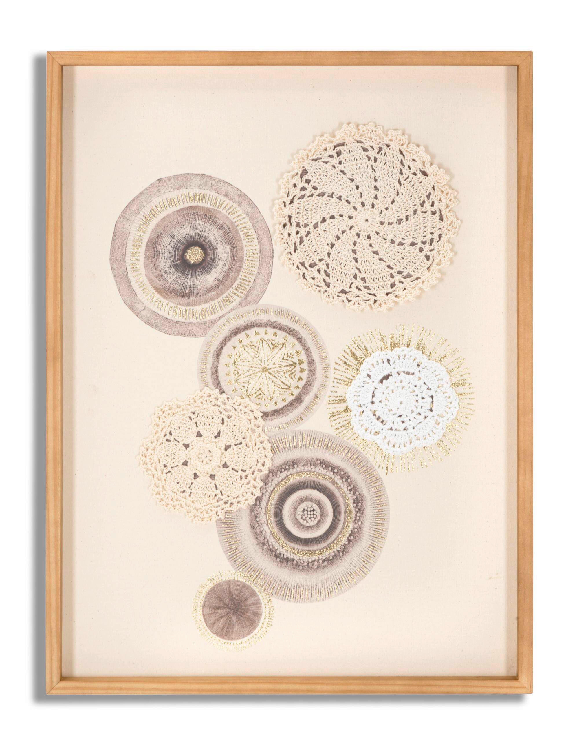 WANDDEKO  45/60/3.2 cm   - Beige/Braun, Basics, Holzwerkstoff/Textil (45/60/3.2cm)