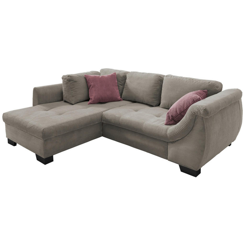 Thumbnail - Mid.you Ecksofa, Graubraun, Textil, Buche, Streifen, 4-Sitzer, Füllung: Schaumstoff, Ottomane links, L-Form, 250x190 cm,...