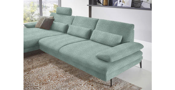 ECKSOFA in Chenille Mintgrün 180/310 cm - Schwarz/Mintgrün, Design, Textil/Metall (180/310cm) - Dieter Knoll