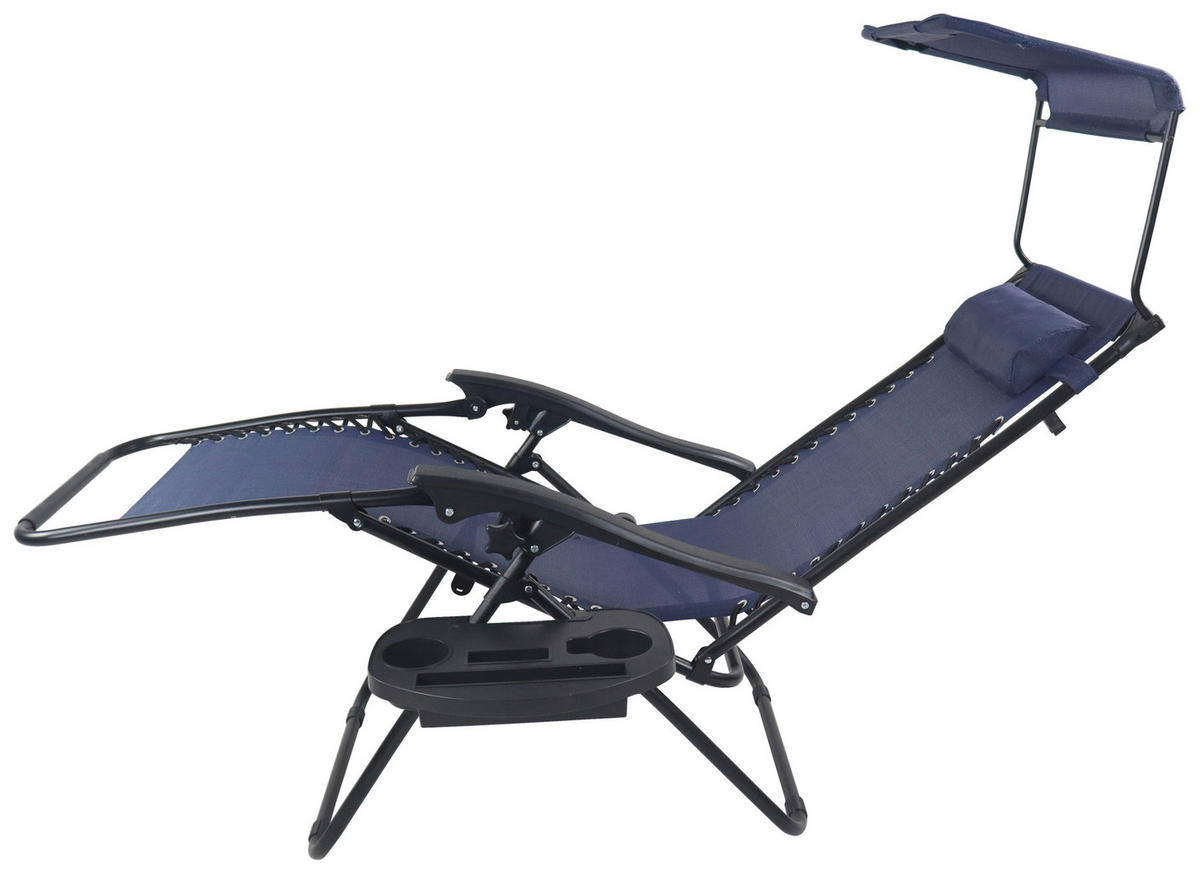 GARTENLIEGE 51/133/91 cm  - Blau, MODERN, Textil/Metall (51/133/91cm) - Gardenson