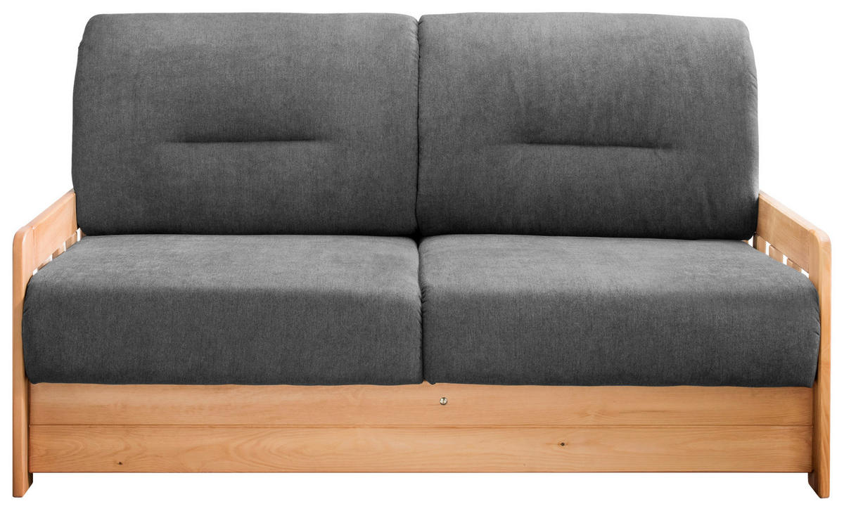 SCHLAFSOFA in Textil Anthrazit, Kieferfarben  - Anthrazit/Kieferfarben, Konventionell, Holz/Textil (154/88/90cm) - Livetastic