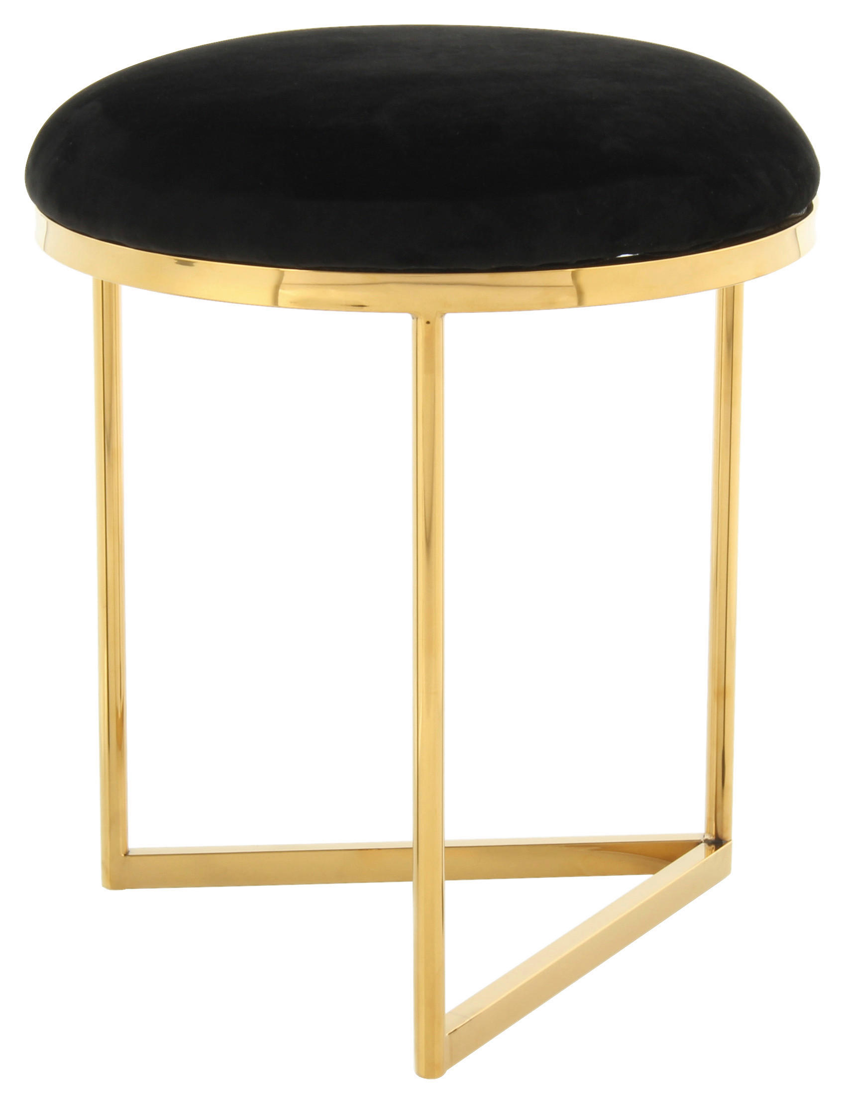 HOCKER Samt Schwarz  - Goldfarben/Schwarz, Design, Textil/Metall (40/49cm) - Kayoom