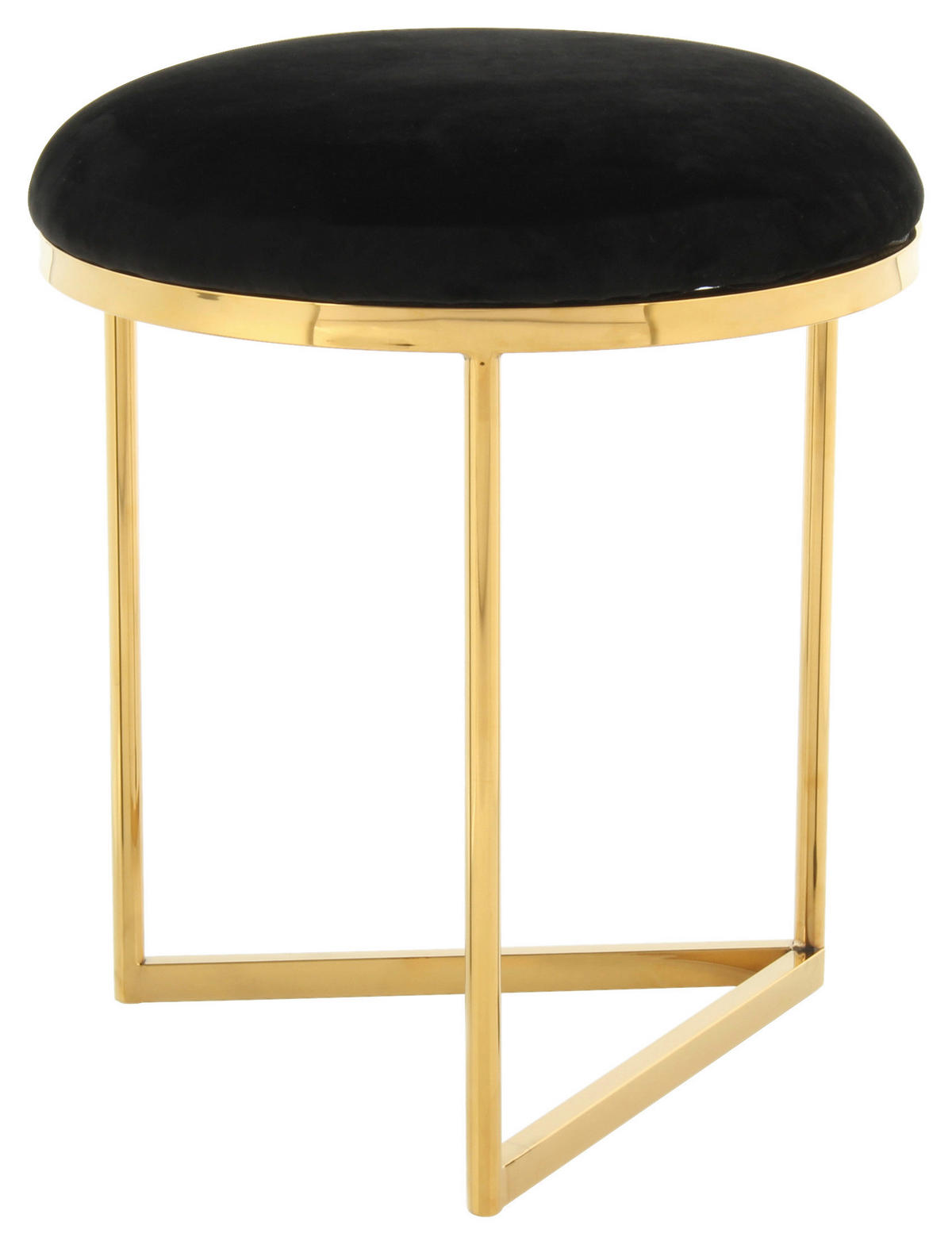 HOCKER Samt Schwarz  - Goldfarben/Schwarz, Design, Textil/Metall (40/49cm) - Kayoom