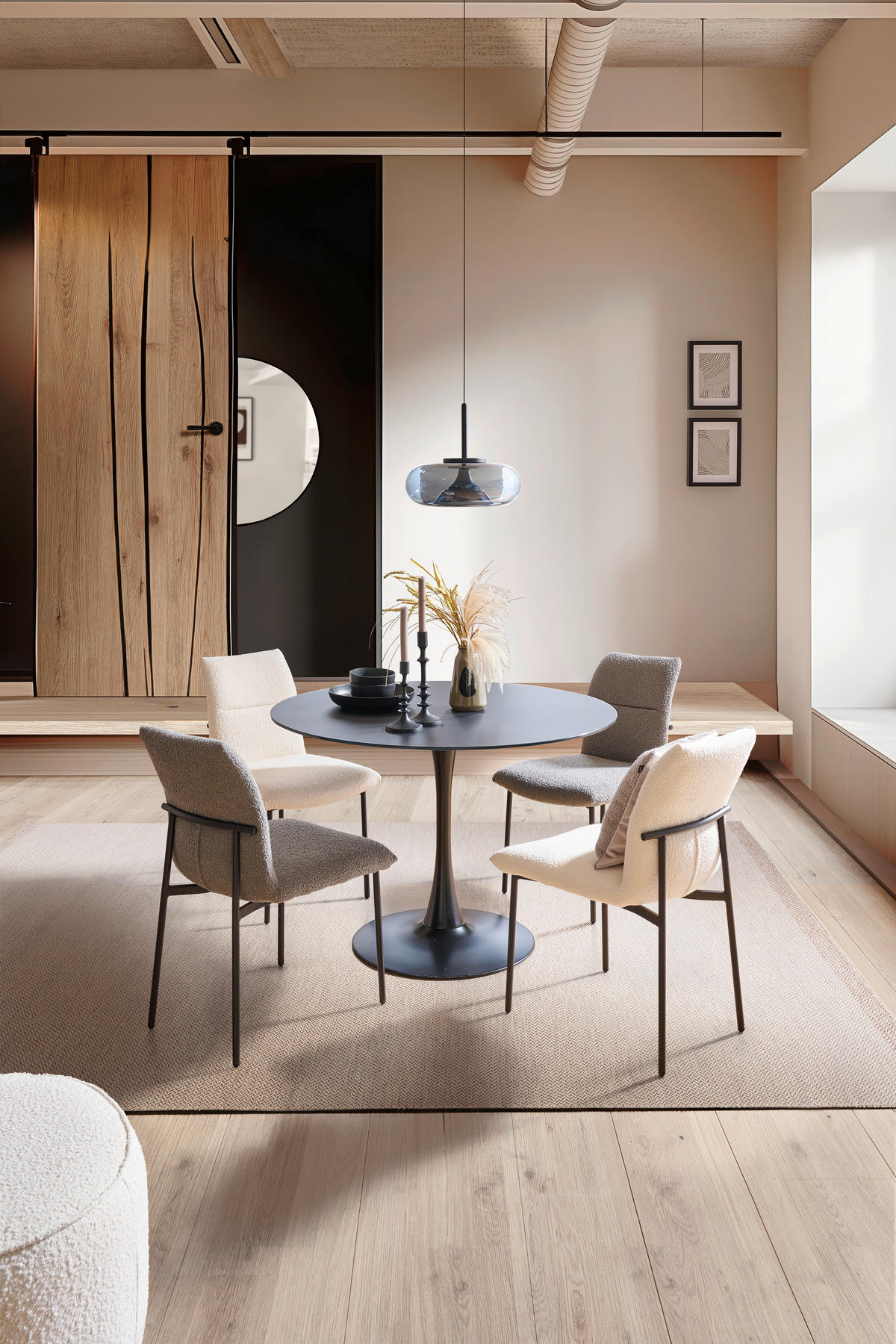 ESSTISCH in Metall, Glas 110/76/110 cm  - Schwarz, Design, Glas/Metall (110/76/110cm) - Carryhome