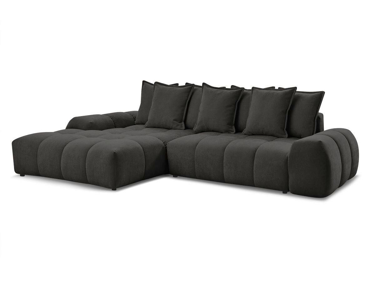 ECKSCHLAFSOFA EVEREST  mit Rücken echt, Armteil links, Armteil rechts Struktur Schwarz  - Schwarz, MODERN, Kunststoff/Textil (318/180cm) - Livetastic