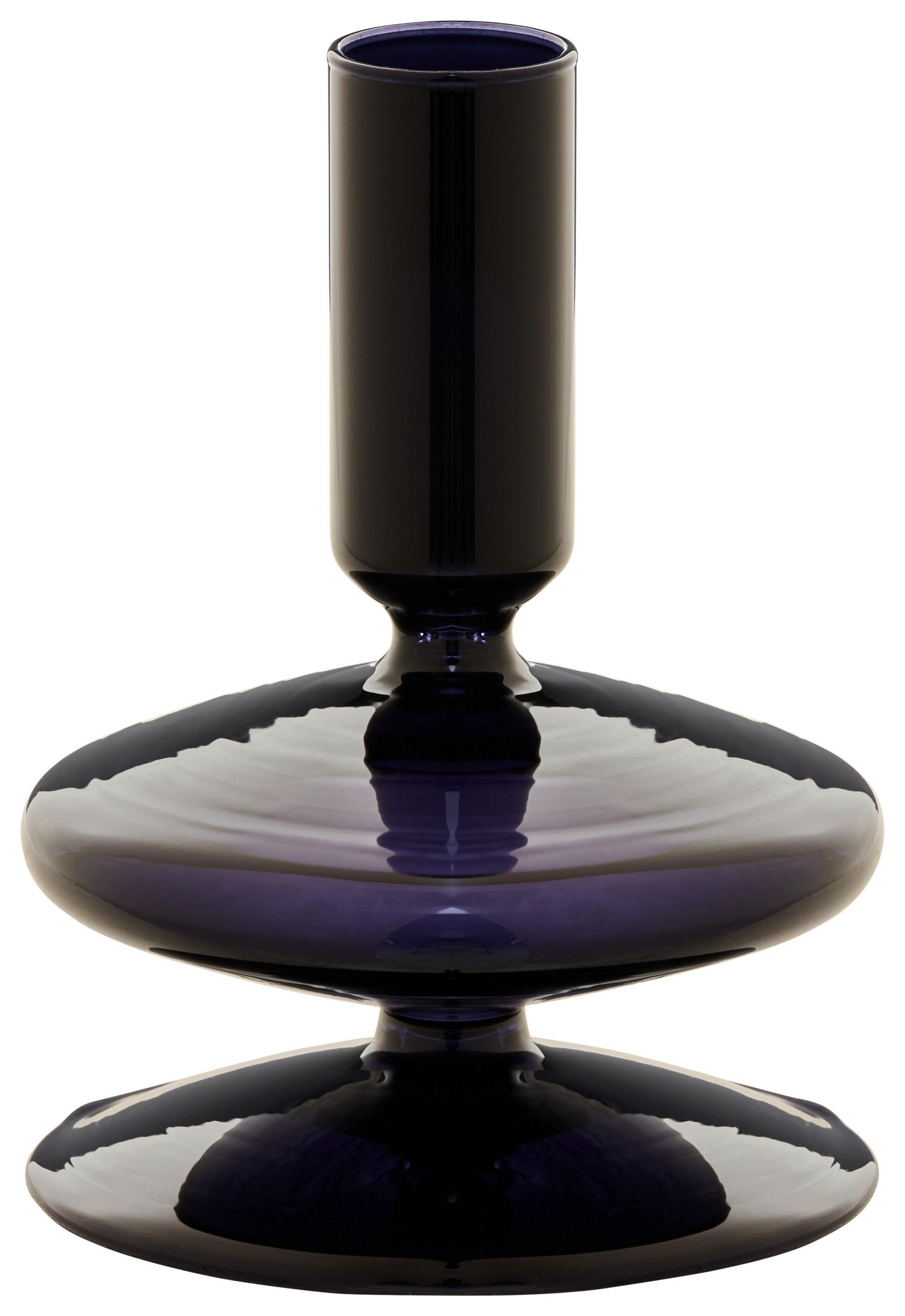 KERZENHALTER - Schwarz Hochglanz, Trend, Glas (9/13cm)
