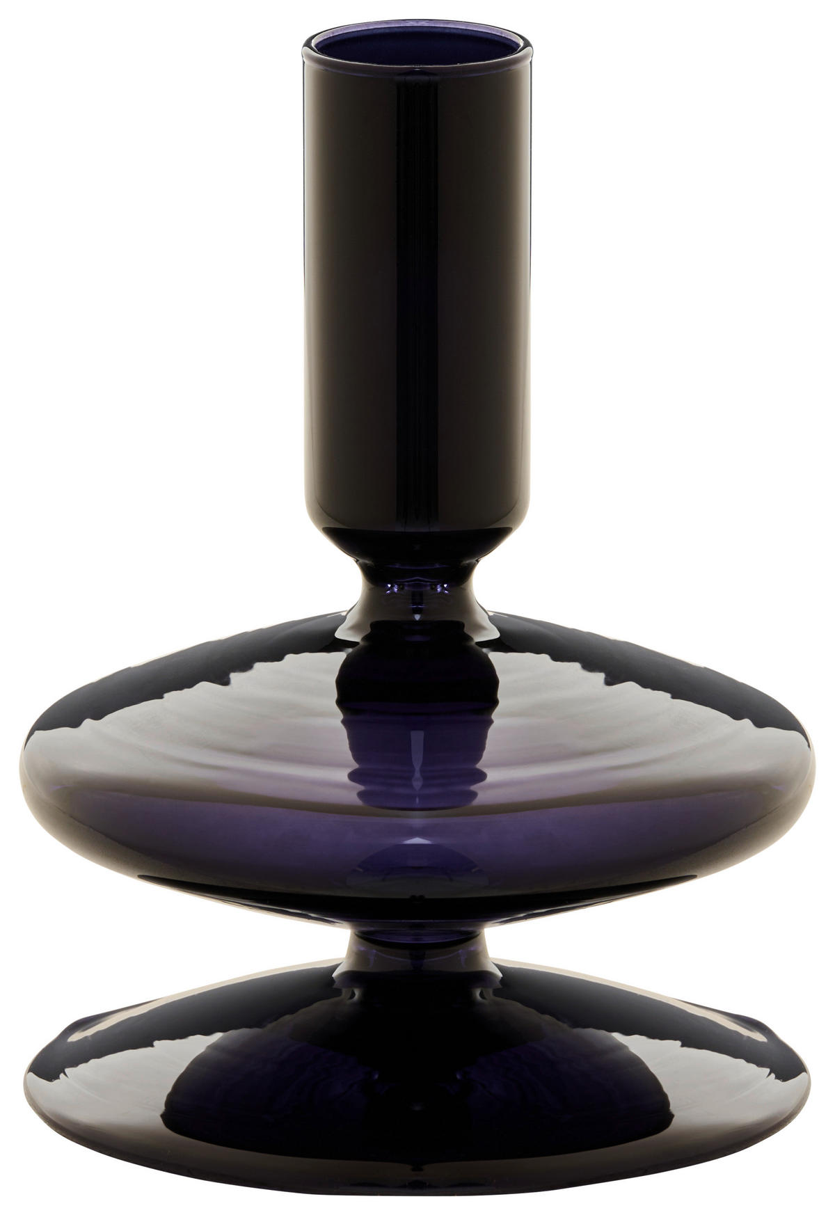 KERZENHALTER - Schwarz Hochglanz, Trend, Glas (9/13cm)