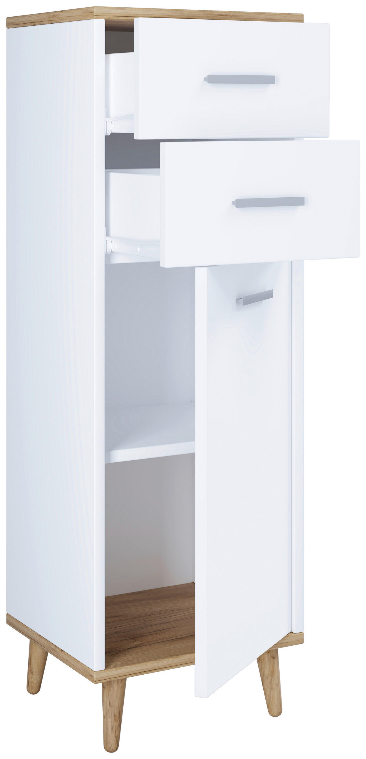 BYRÅ 32/97/28 cm  - vit/ekfärgad, Modern, metall/trämaterial (32/97/28cm) - MID.YOU