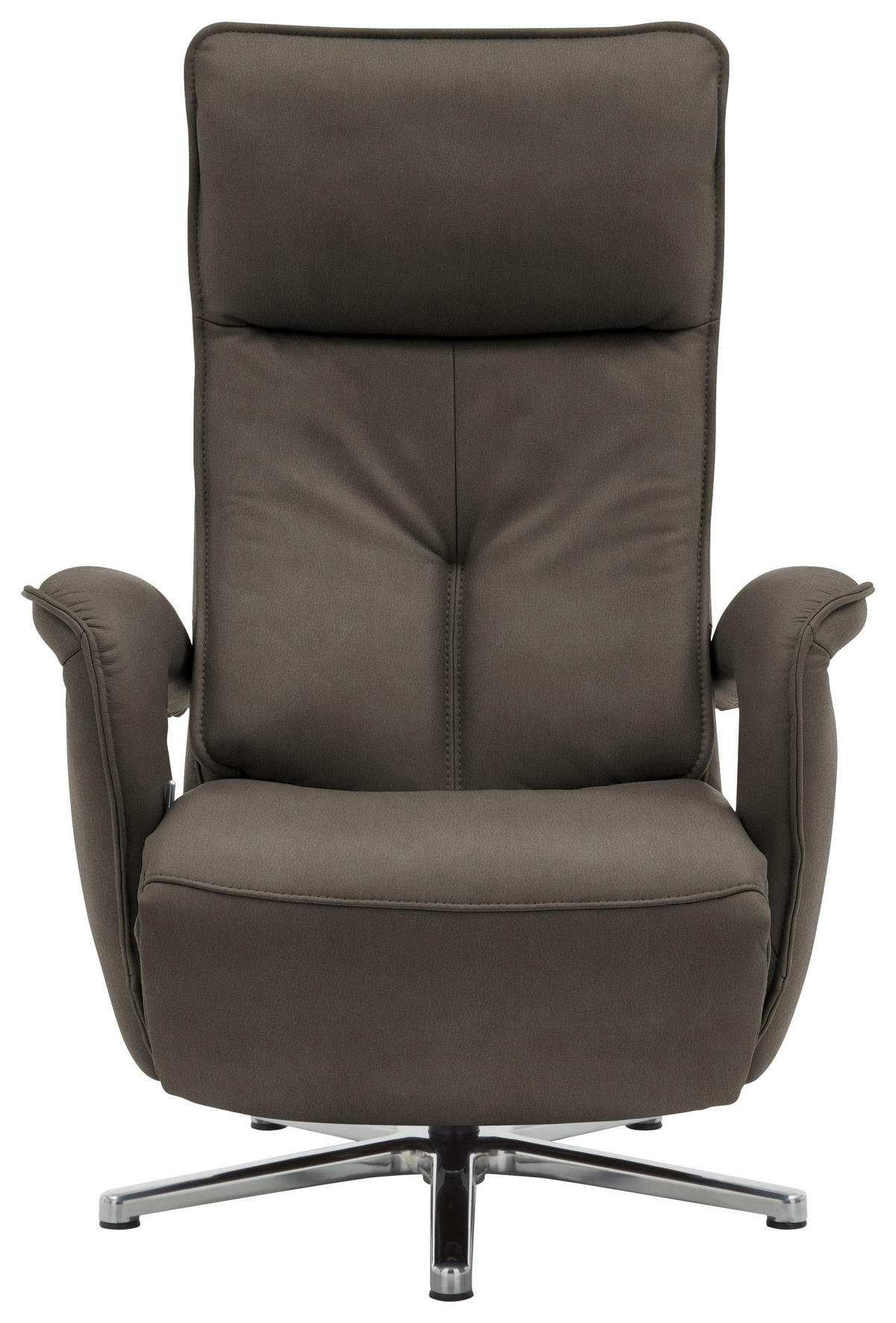 RELAXSESSEL in Leder Graubraun  - Chromfarben/Graubraun, Design, Leder/Metall (77/110/87cm) - Valdera