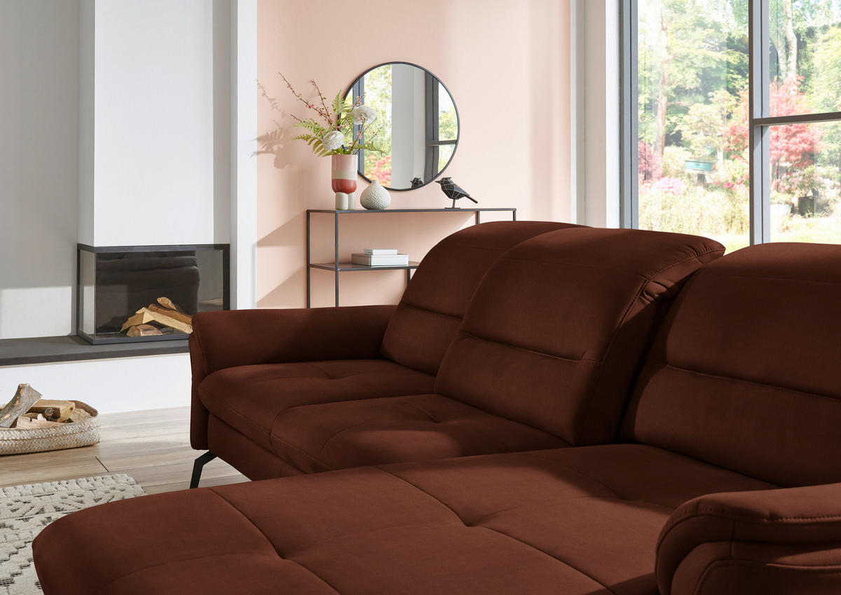 ECKSOFA in Flachgewebe Braun  - Schwarz/Braun, Konventionell, Textil/Metall (260/181cm) - Beldomo Speed