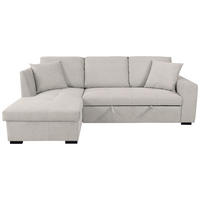 ECKSOFA LUKAS Creme Struktur Zierkissen, Bettkasten  - Creme, Trend, Textil (158/239cm) - P & B