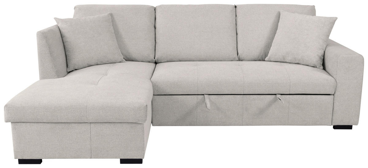 ECKSOFA LUKAS Creme Struktur Zierkissen, Bettkasten  - Creme, Trend, Textil (158/239cm) - P & B