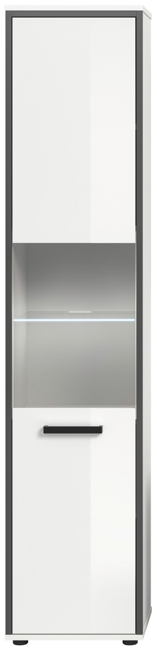 HOCHSCHRANK 40/188/34 cm  - Weiß Hochglanz/Schwarz, MODERN, Holzwerkstoff/Kunststoff (40/188/34cm) - MID.YOU