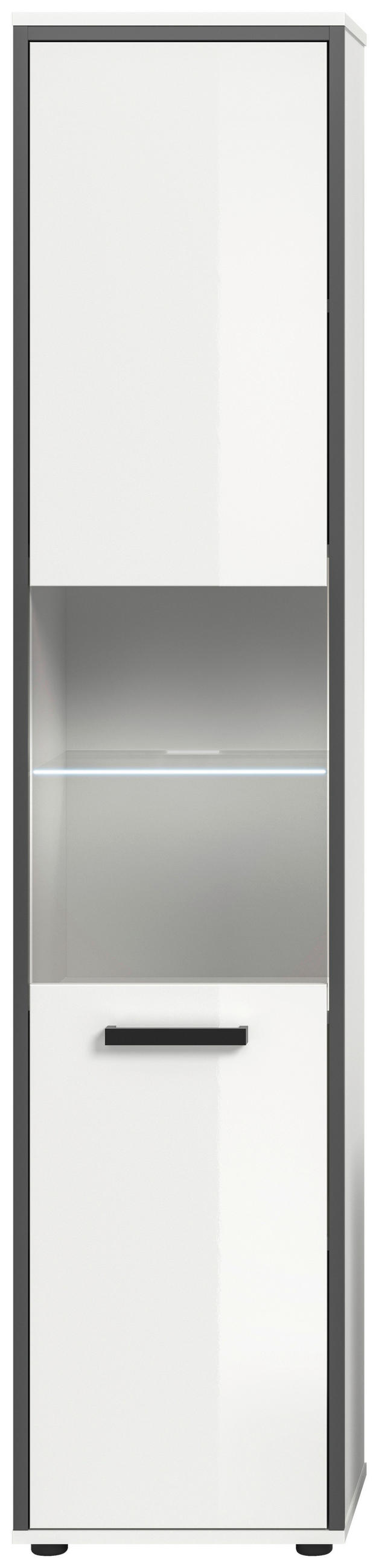 Thumbnail - Mid.you Hochschrank, Weiß Hochglanz, Kunststoff, Holzoptik, 4 Fächer, 40x188x34 cm, FSC Mix, stehend, Badezimmer, Badezi...