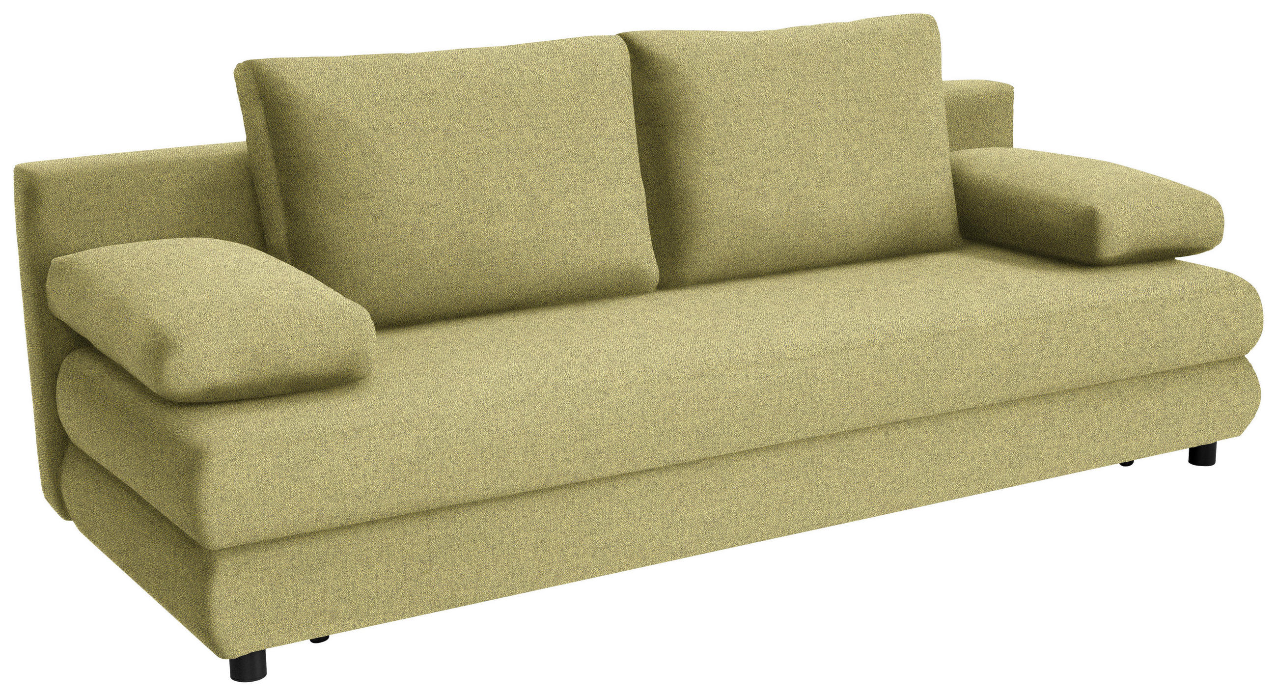 SCHLAFSOFA Webstoff Grün  - Schwarz/Grün, Design, Kunststoff/Textil (197/77/81cm) - home24
