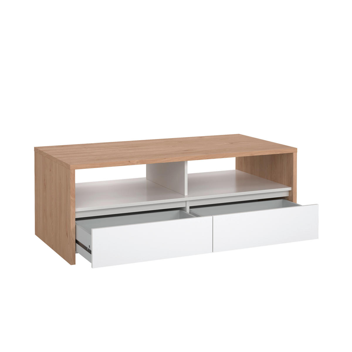 COUCHTISCH 120/60/46 cm rechteckig Weiß Hochglanz, Hickory  - Weiß Hochglanz/Hickory, KONVENTIONELL, Holzwerkstoff (120/60/46cm) - Boxxx