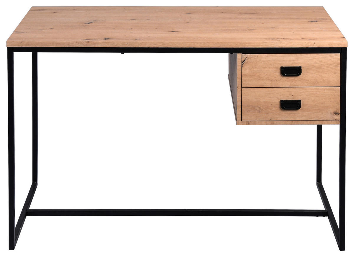 SCHREIBTISCH 120/76/60 cm  in Eiche Artisan  - Schwarz/Eiche Artisan, KONVENTIONELL, Holzwerkstoff/Metall (120/76/60cm) - Livetastic